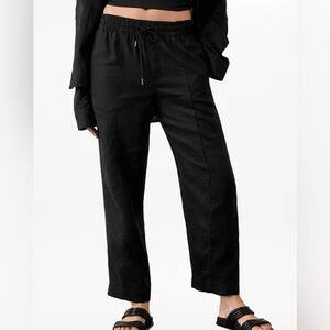 Athleta Retreat Linen Ankle Pant Black Small Style 851027 Easy-Care Lightweight